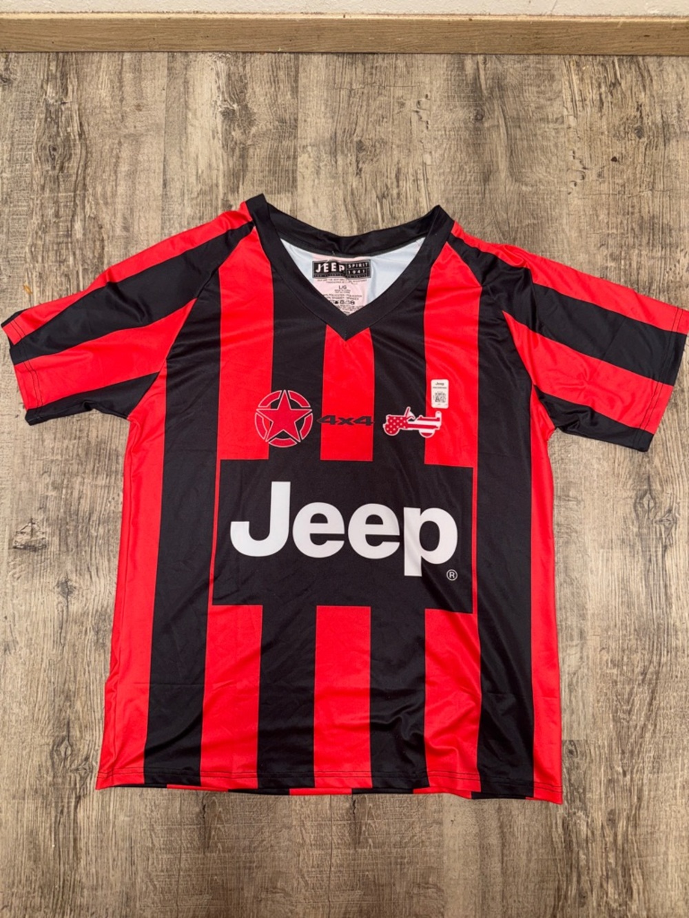 Jeep Red & Black Striped Soccer Jersey